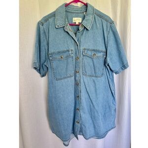 Light Blue Denim Button-Up Dress